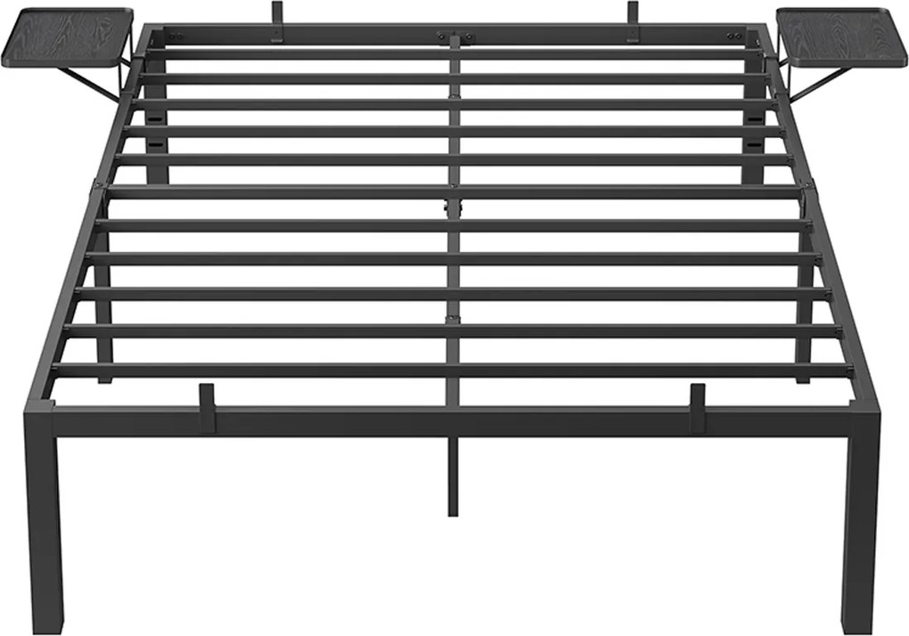 Estrutura Cama 140 x 200 cm com prateleiras metálicas para arrumação Preto