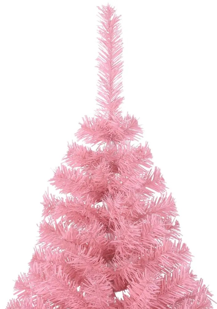 Meia árvore de Natal artificial com suporte 210 cm PVC rosa