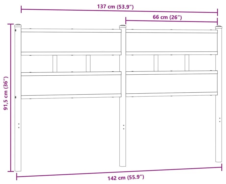 Cabeceira de cama 135cm derivados madeira/ferro carvalho sonoma