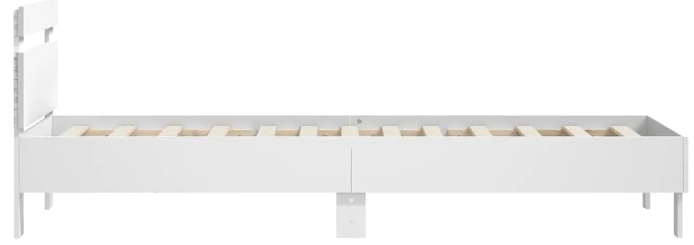 Estrutura de cama c/ cabeceira e luzes LED 90x190 cm branco