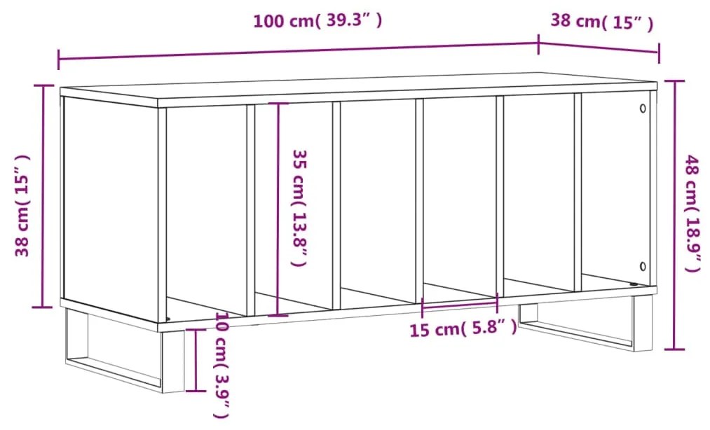 Armário para discos 100x38x48 cm derivados de madeira branco