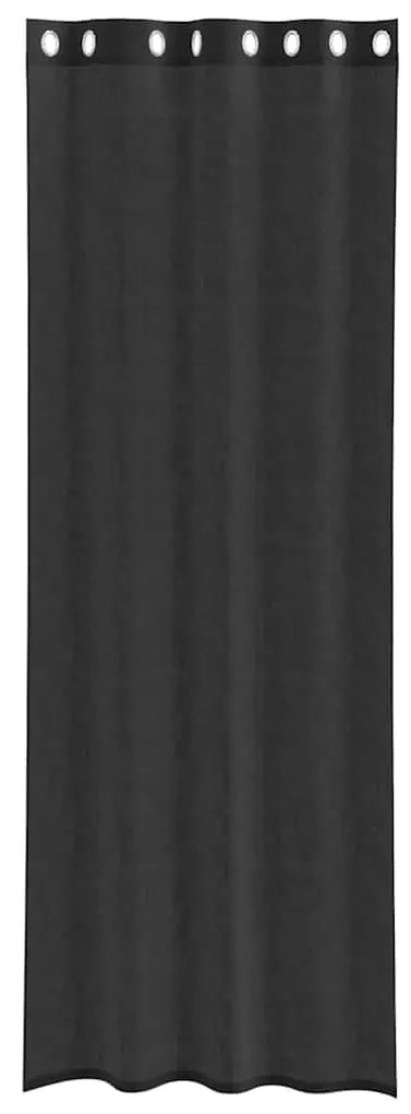 Cortinas de voile com ilhós 2 pcs preto 140x300 cm