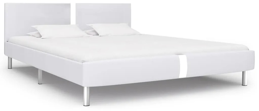 280835 vidaXL Estrutura de cama 180x200 cm couro artificial branco