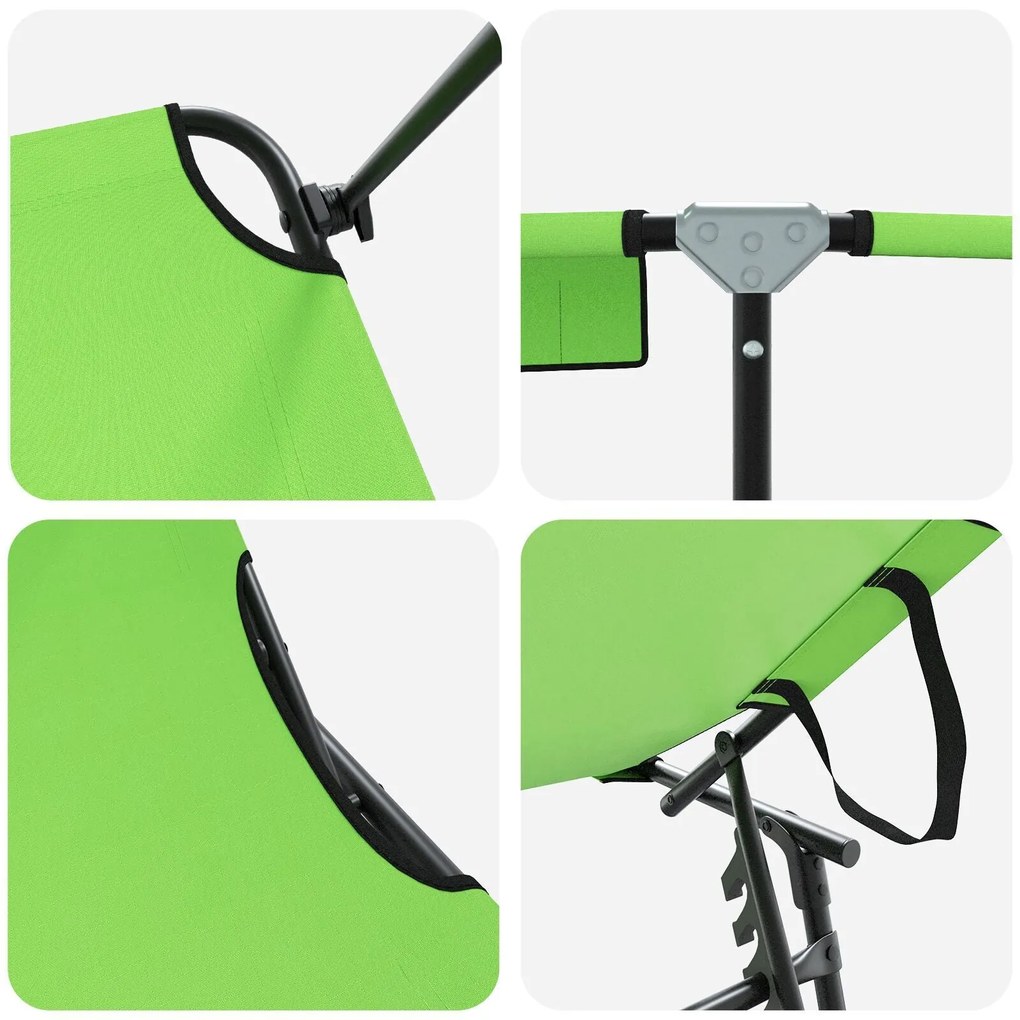 Espreguiçadeiras Dobráveis 2 pcs com Toldo Verde Tecido Oxford 600D