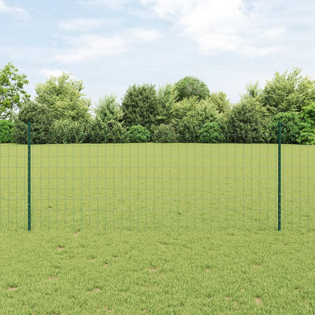 Cerca Euro com 11 Postes U Verde 1x25 m Aço