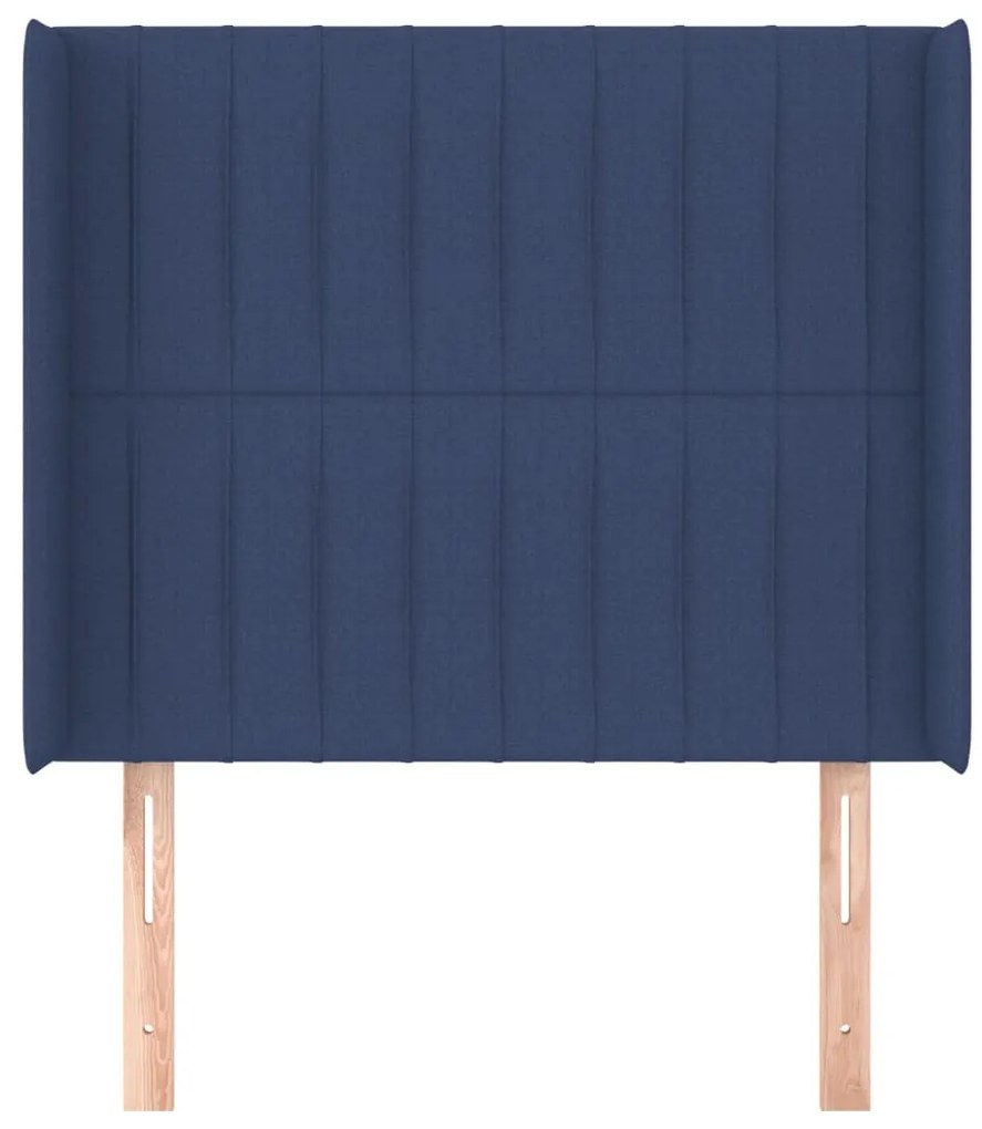 Cabeceira de cama c/ abas tecido 83x16x118/128 cm azul