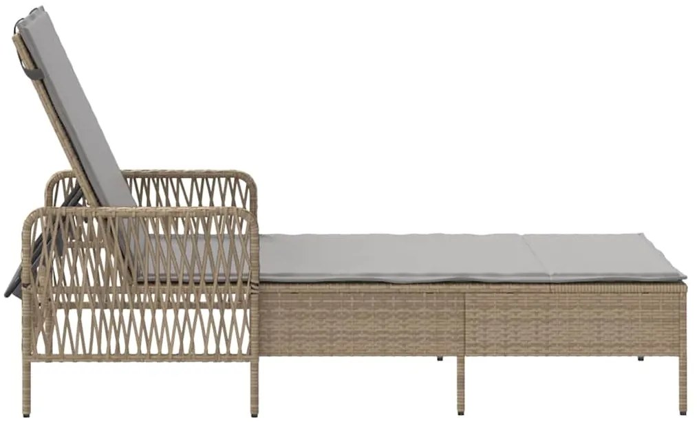 Espreguiçadeira Bege e cinza claro Rattan PE 157 x 55 x 92 cm