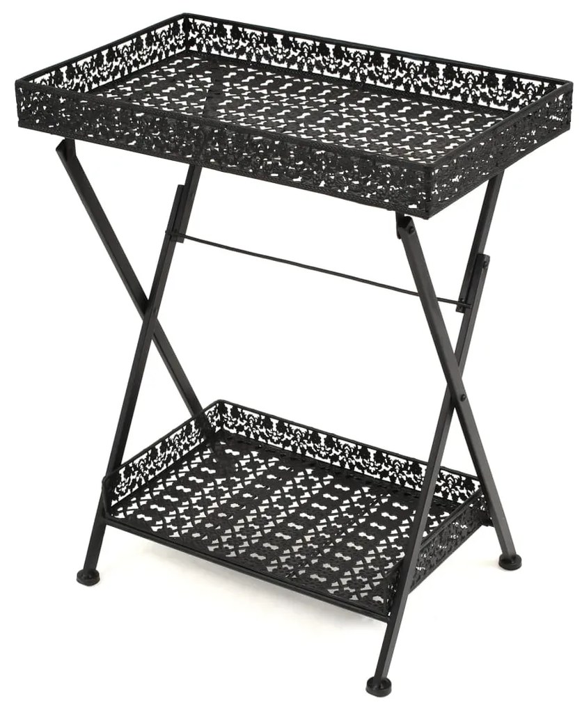 245941 vidaXL Mesa de chá dobrável estilo vintage metal 58x35x72 cm preto