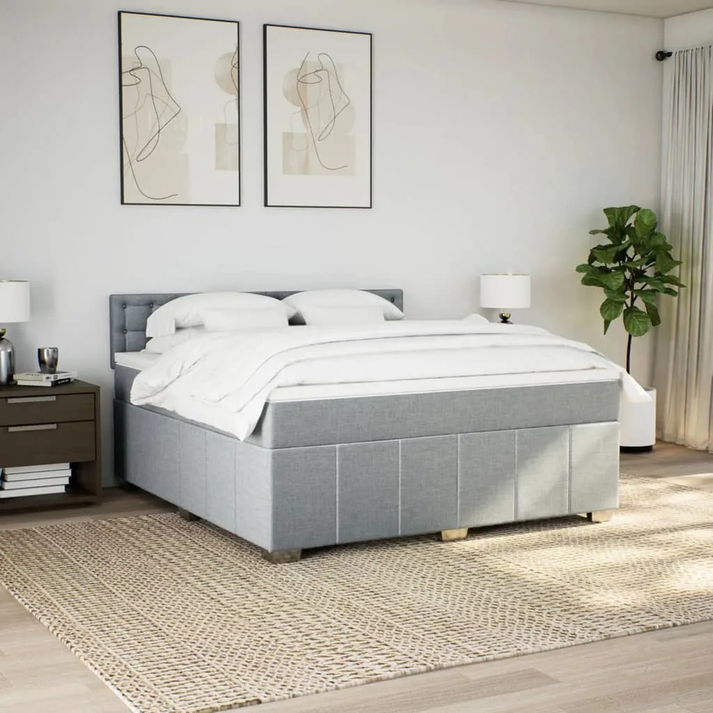 Cama com molas/colchão 180x200 cm tecido cinzento-claro