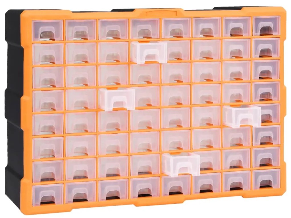 Caixa organizadora com 64 gavetas 52x16x37,5 cm