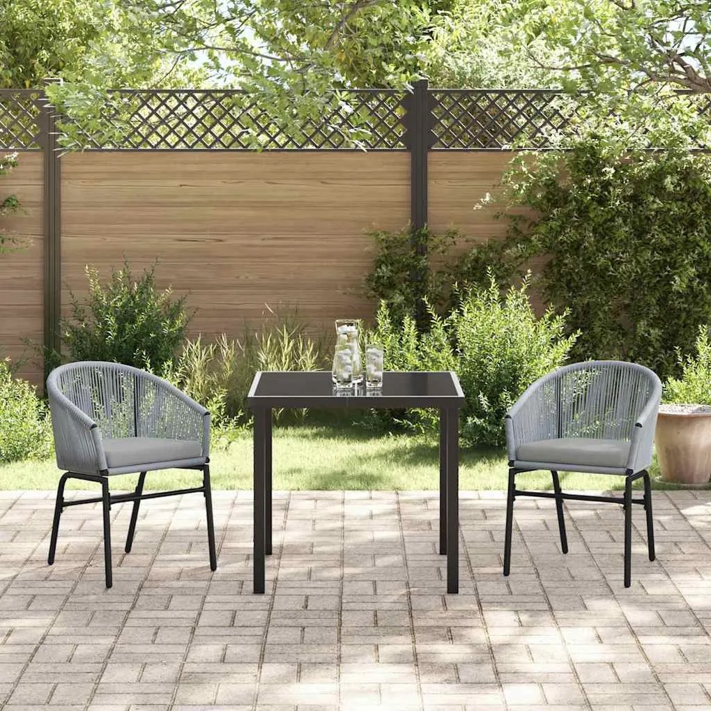 Conjunto de jantar de jardim 3 peças - Polirattan cinza.