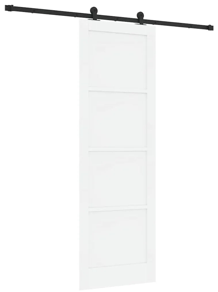 Porta Deslizante com Conjunto de Hardware 'ORKDAL'Branco Madeira Maciç
