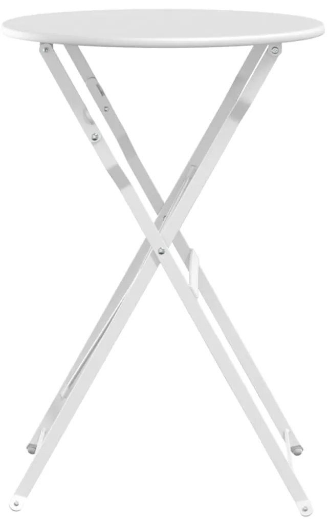 Mesa bistrô dobrável branca Ø50 x 71 cm em aço revestido a pó.