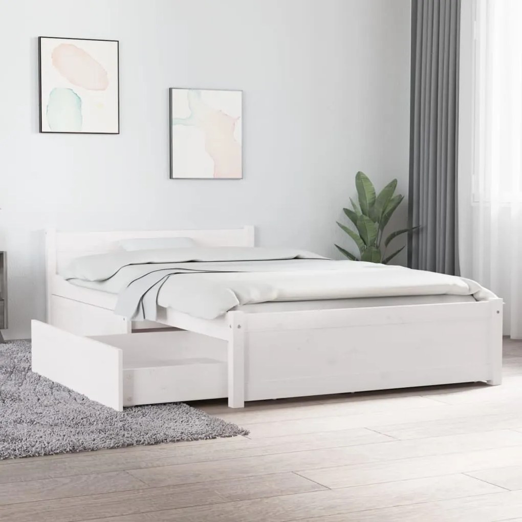 Estrutura de cama c/ gavetas 100x200 cm branco