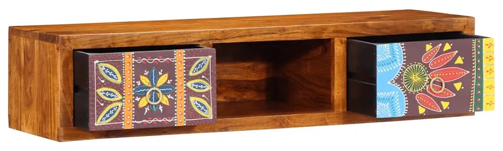 Armário de TV para parede 100x30x22 cm madeira acácia maciça