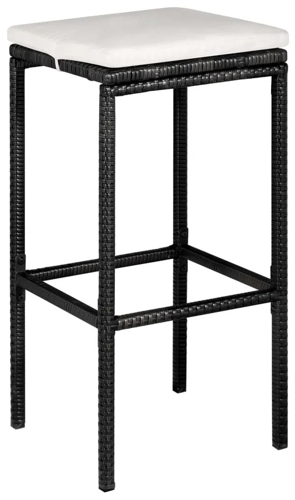 5 pcs conjunto de bar p/ jardim c/ almofadões vime PE preto