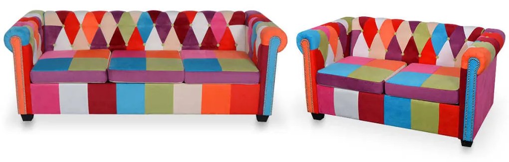 278215 vidaXL 2 pcs conjunto de sofás chesterfield em tecido