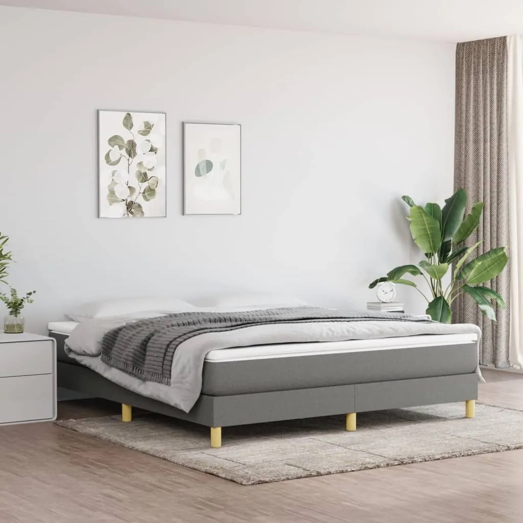 Estrutura de cama sem colchão 160x200 cm tecido cinzento-escuro