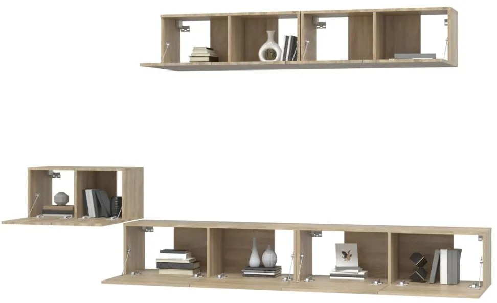 Conjunto móveis de TV 5 pcs madeira processada carvalho sonoma