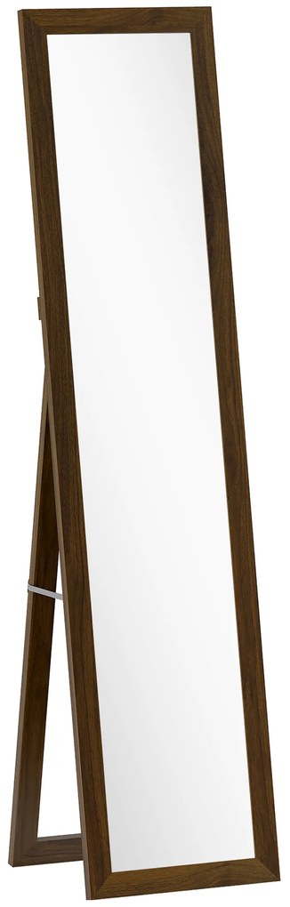 Espelho de Pé 37x155 cm Espelho de Corpo Inteiro Espelho de Parede Retangular com Estrutura de Madeira Cor Nogueira