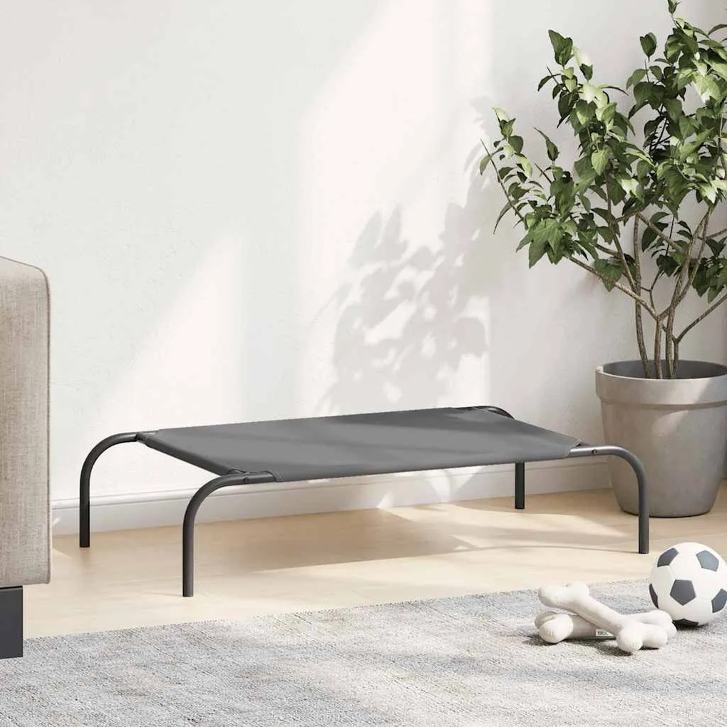 Cama para cães elevada 90x50x20cm tecido oxford e aço cinzento