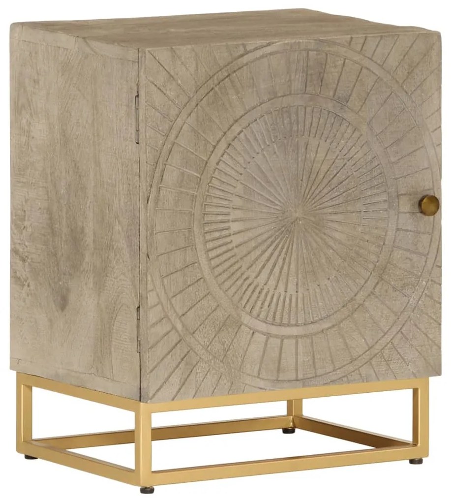 Mesa de cabeceira 40x30x50 cm madeira de mangueira maciça/ferro
