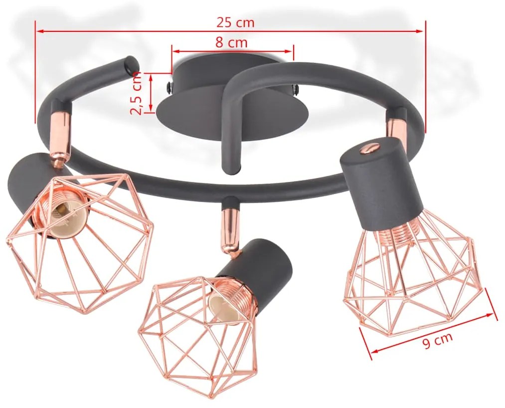 Candeeiro de teto com 3 lâmpadas filamentos LED 12 W