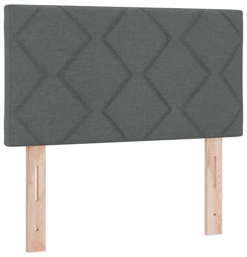 Cama Box com Colchão &amp; LED Cinza Escuro 80x200 cm Tecido
