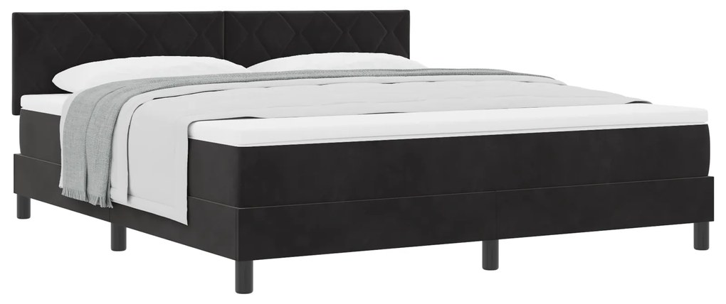 Cama Box com Colchão vidaXL Preto Super King Veludo
