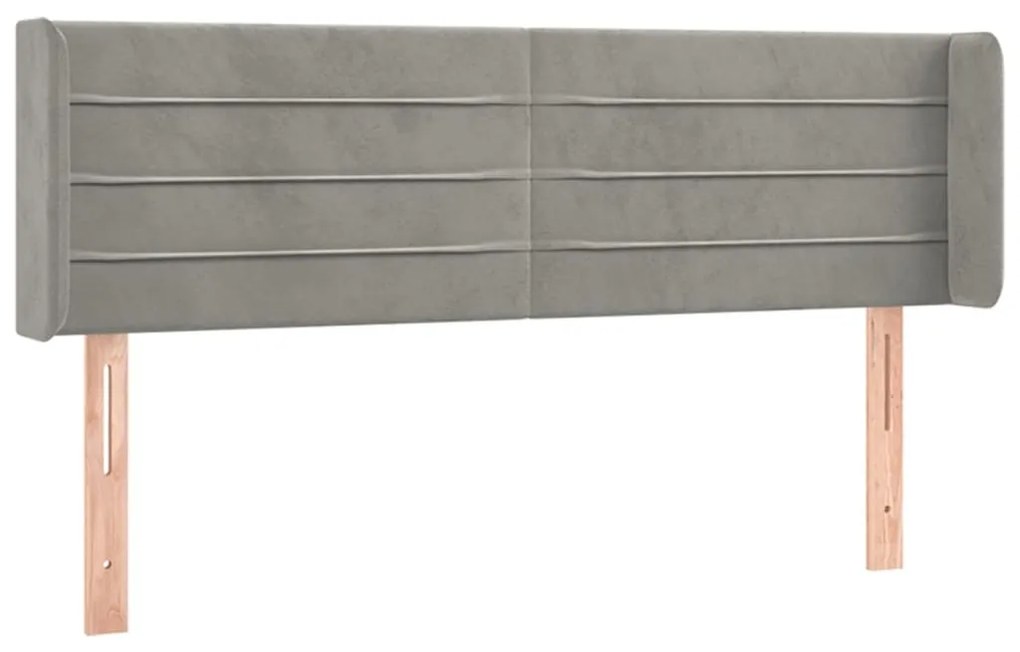 Cabeceira cama c/ luzes LED veludo 147x16x78/88 cm cinza-claro