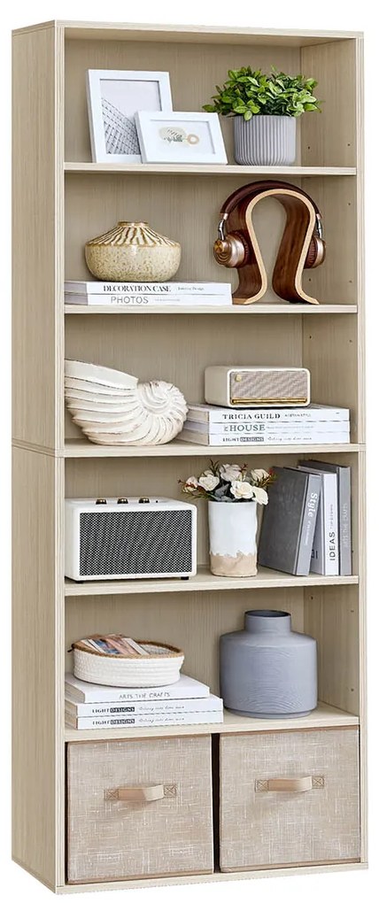 Estante de 6 prateleiras 24 x 60 x 178,5 cm bege natural