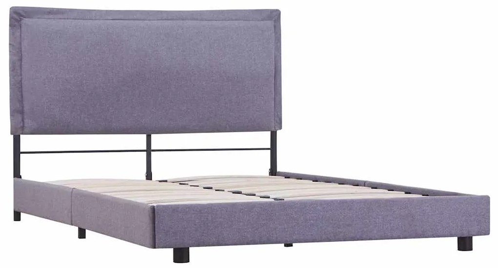 Estrutura de cama sem colchão 135x190 cm tecido cinzento-claro