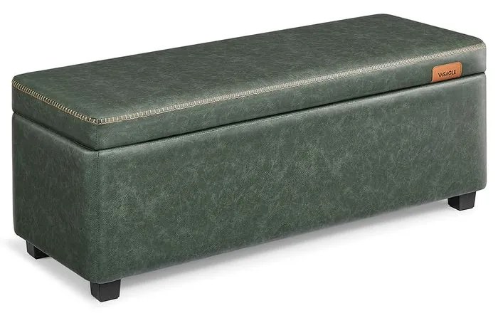 Banco baú estofado de armazenamento com assento macio e seguro | VASAGLE | 110 x 40 x 40 cm | Verde floresta | LOM075C01.
