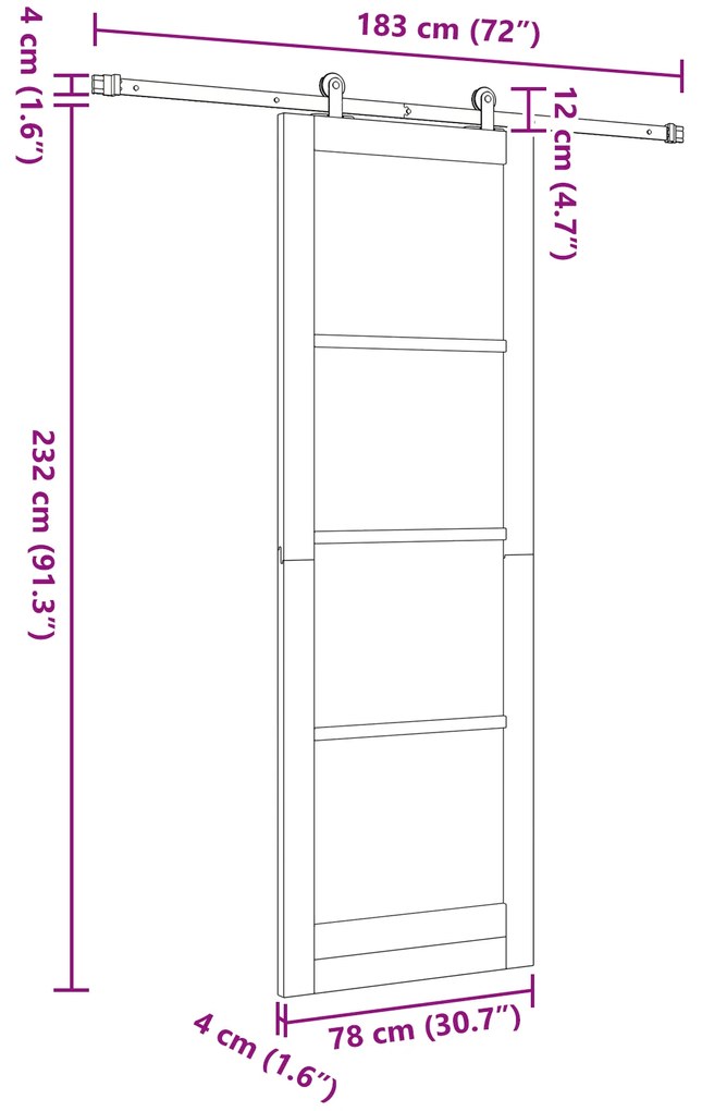 Porta Deslizante vidaXL com Conjunto de Ferragens 'ORKDAL'Branco Madei