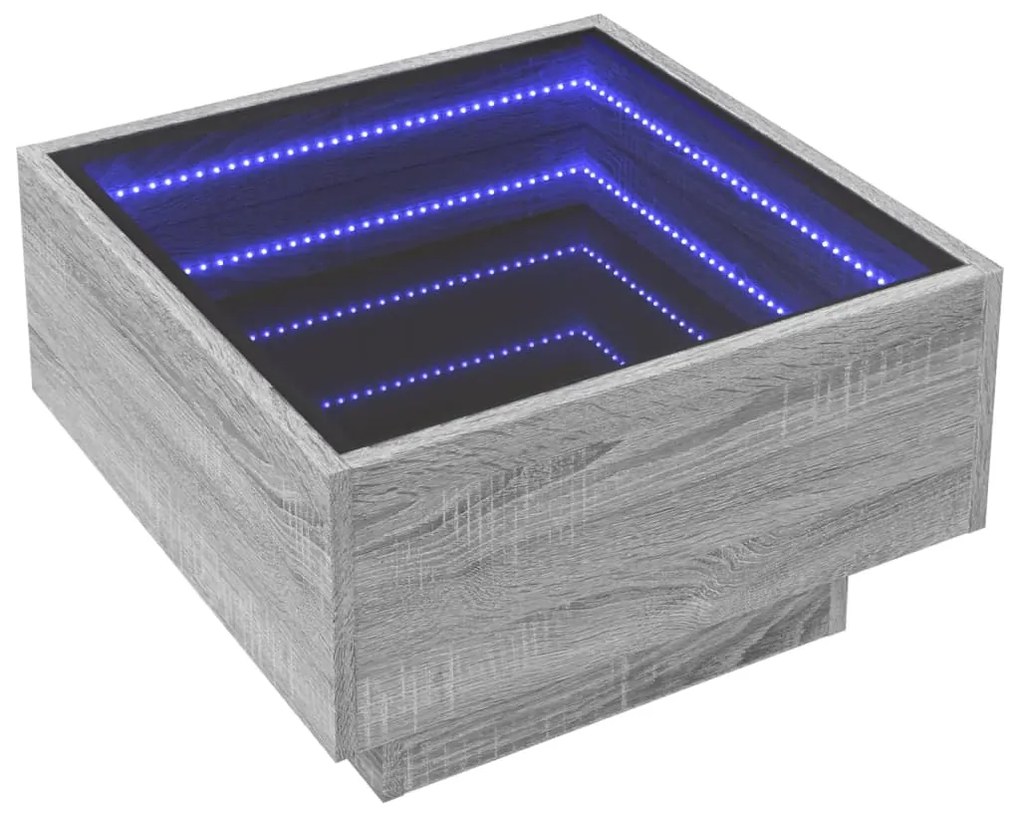 Mesa de centro c/ LEDs 50x50x30 cm derivados de madeira
