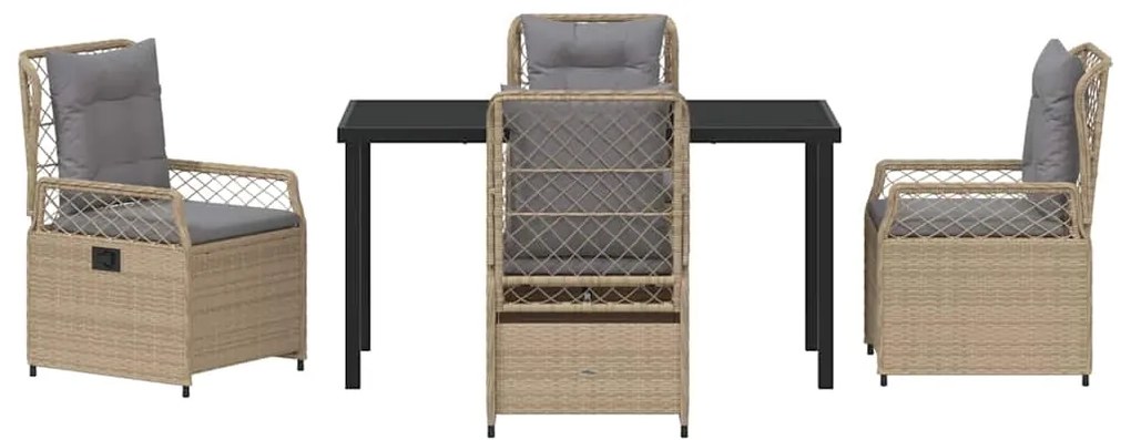 Conjunto de jantar de jardim 5 peças bege em polyrattan.