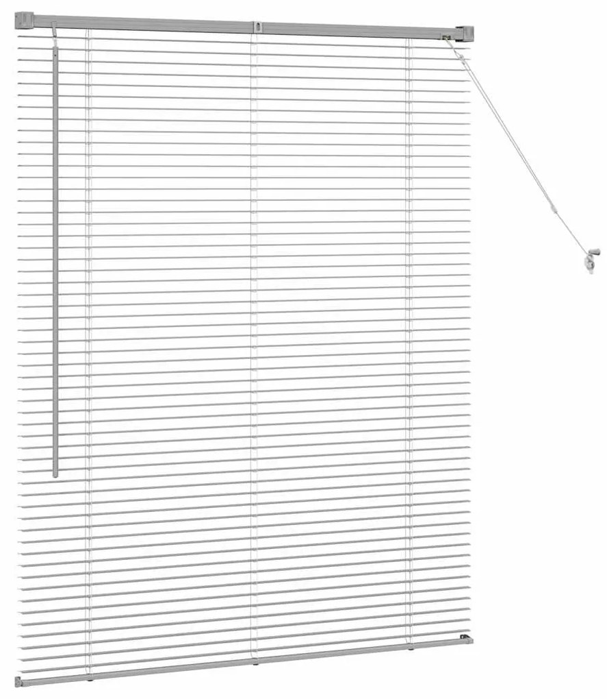 Persiana de Janela com cortinas Manual Prata 105 x 130 cm Alumínio