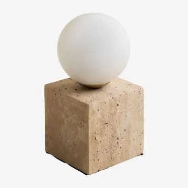 Luminária De Mesa Em Travertino Com Bola De Cristal Davise Cores Naturais - Sklum