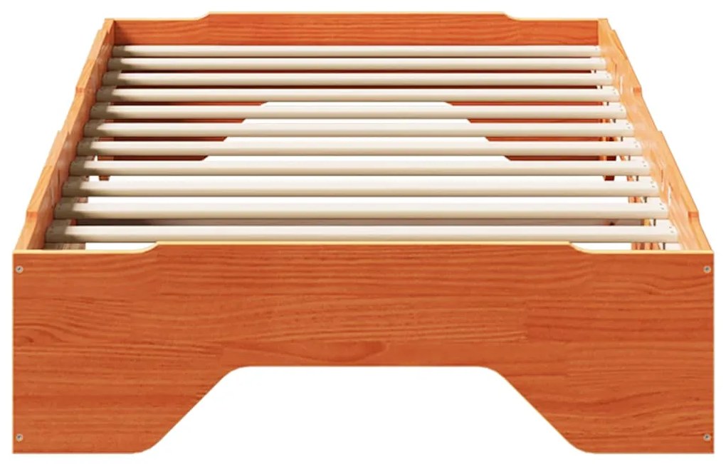Cama sem colchão empilháveis 100x200 cm madeira castanho-mel