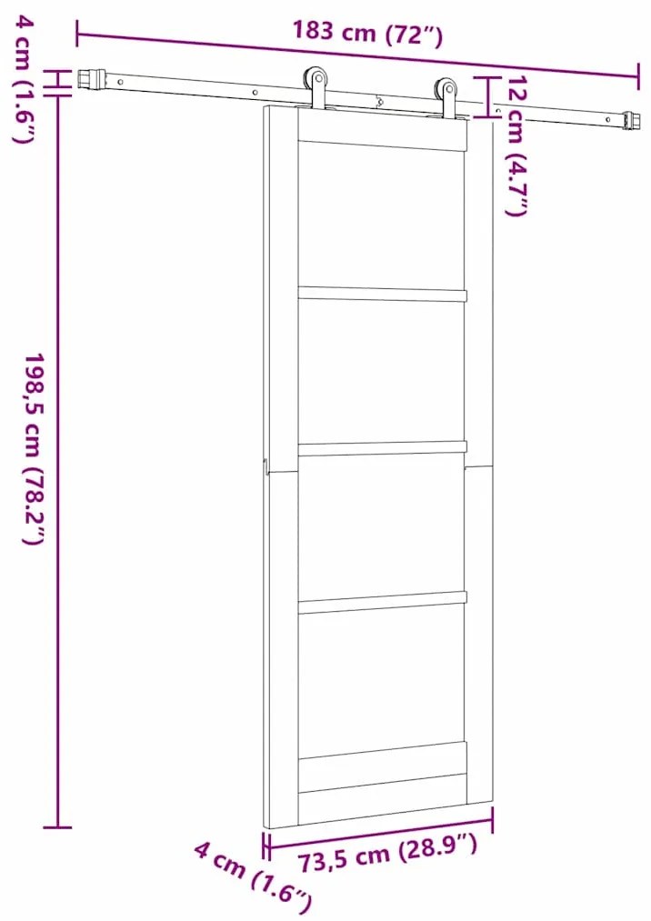 Porta Deslizante vidaXL com Conjunto de Hardware 'ORKDAL'Madeira Sólid