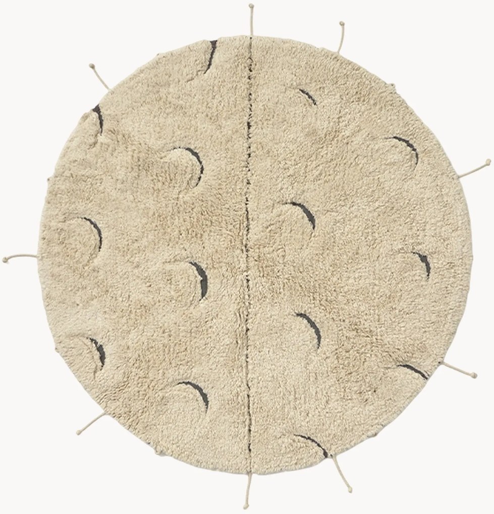 Tapete redondo infantil lavável em algodão Moon