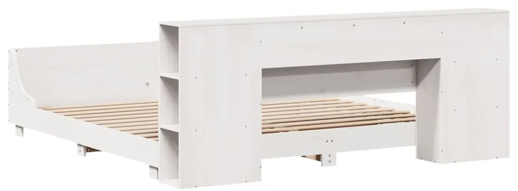 Cama sem colchão 200x200 cm madeira de pinho maciça branco