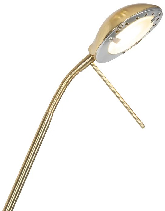 Candeeiro de pé moderno em latão com candeeiro de leitura incl. LED Dim to Warm - Diva Moderno