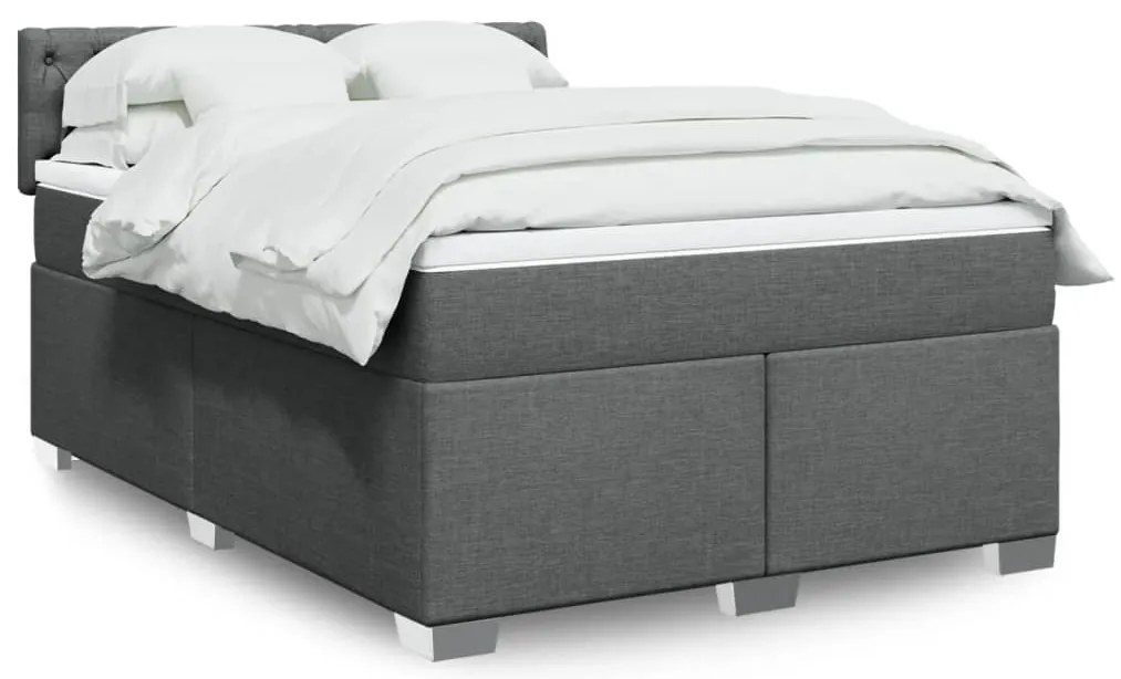 vidaXL Cama com molas/colchão 160x200 cm tecido cinzento-escuro