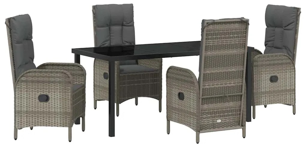 Conjunto de Jantar de Jardim com 5 Peças em Rattan Poliéster Cinza