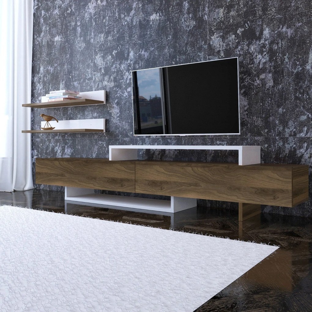 Unidade de TV Nirvana – Branco e Teca – 180x41,7x29,5 cm | Tribo Home