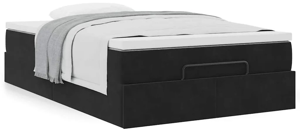Estrutura de cama otomana com colchão 120x200 cm veludo preto