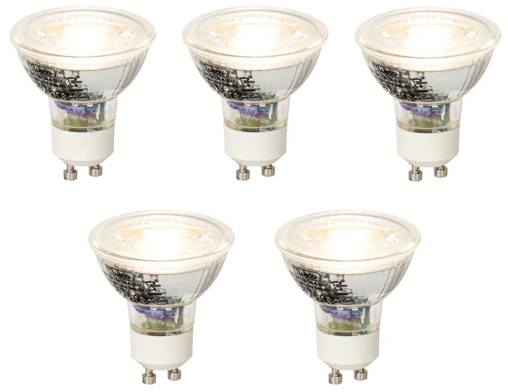 Conjunto de 5 lâmpadas LED reguláveis GU10 5W 370lm 3000K