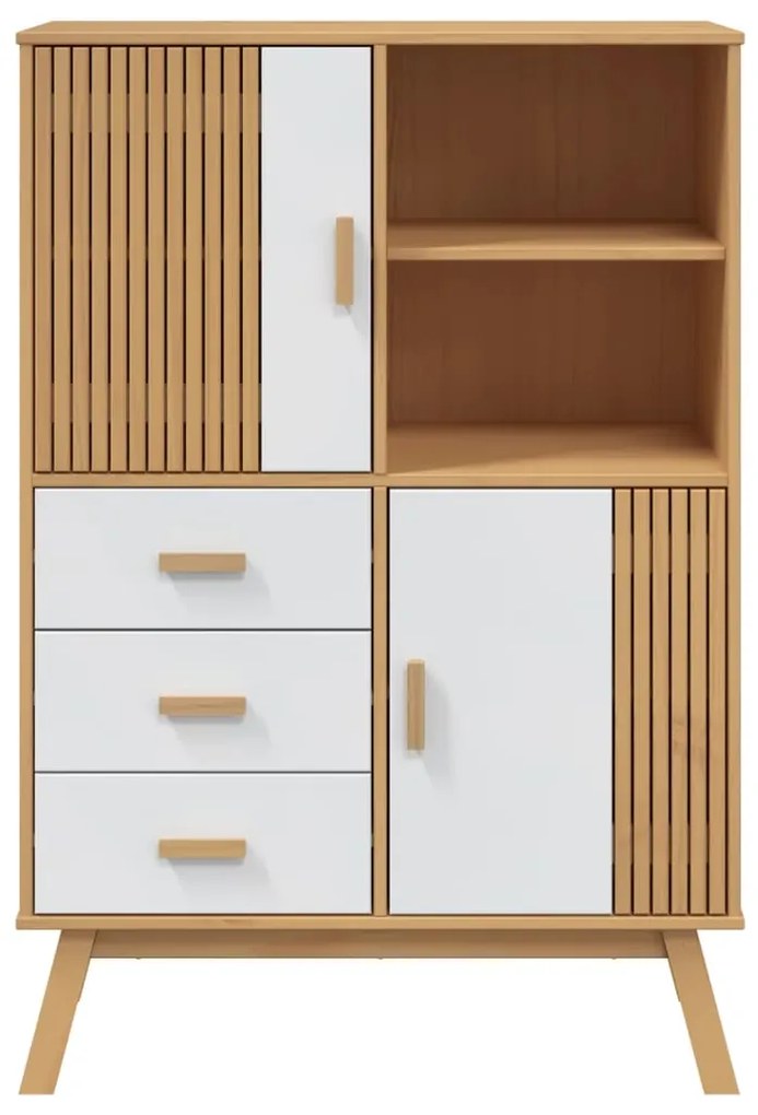 Armário alto OLDEN 85x43x125 cm pinho maciço branco/castanho