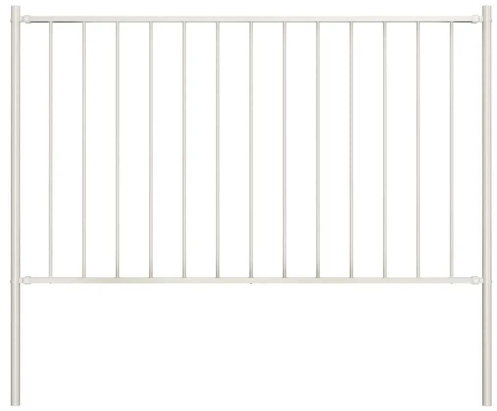 vidaXL Painel de vedação c/ postes aço revestido a pó 1,7x1 m branco